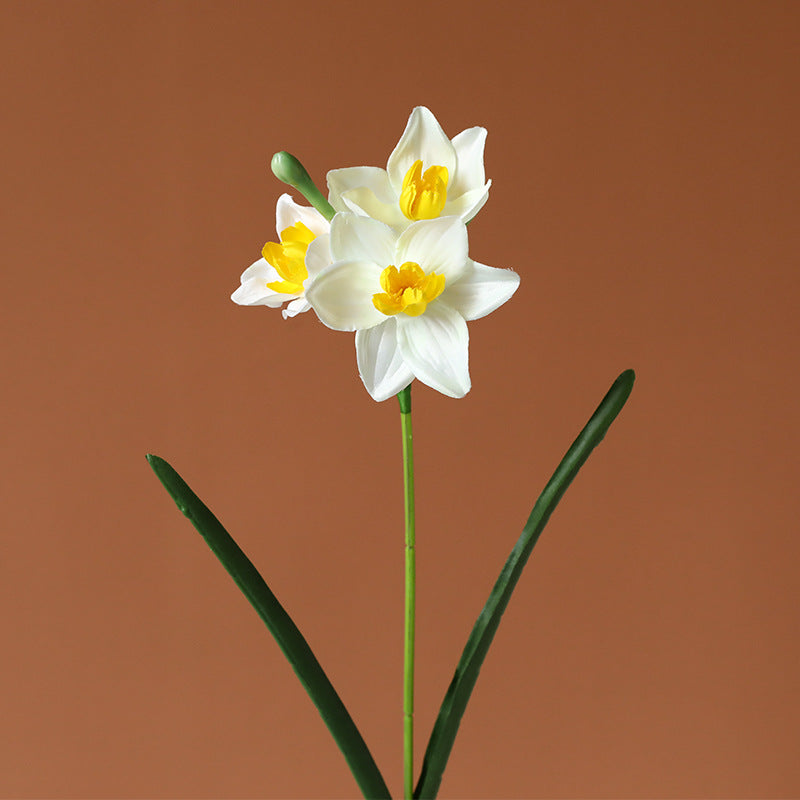 Flor de nacimiento de marzo, 15 piezas, ramo de narcisos, tallos, flor de seda artificial 