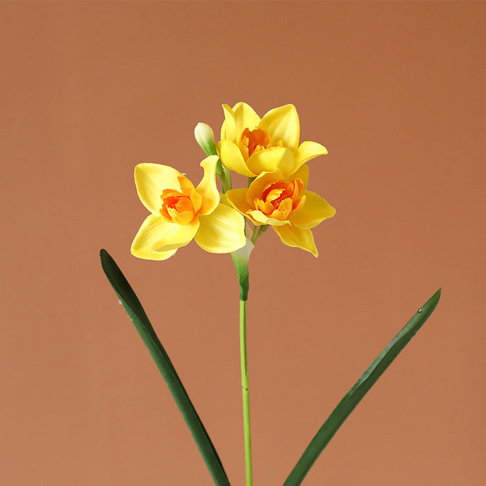 Flor de nacimiento de marzo, 15 piezas, ramo de narcisos, tallos, flor de seda artificial 
